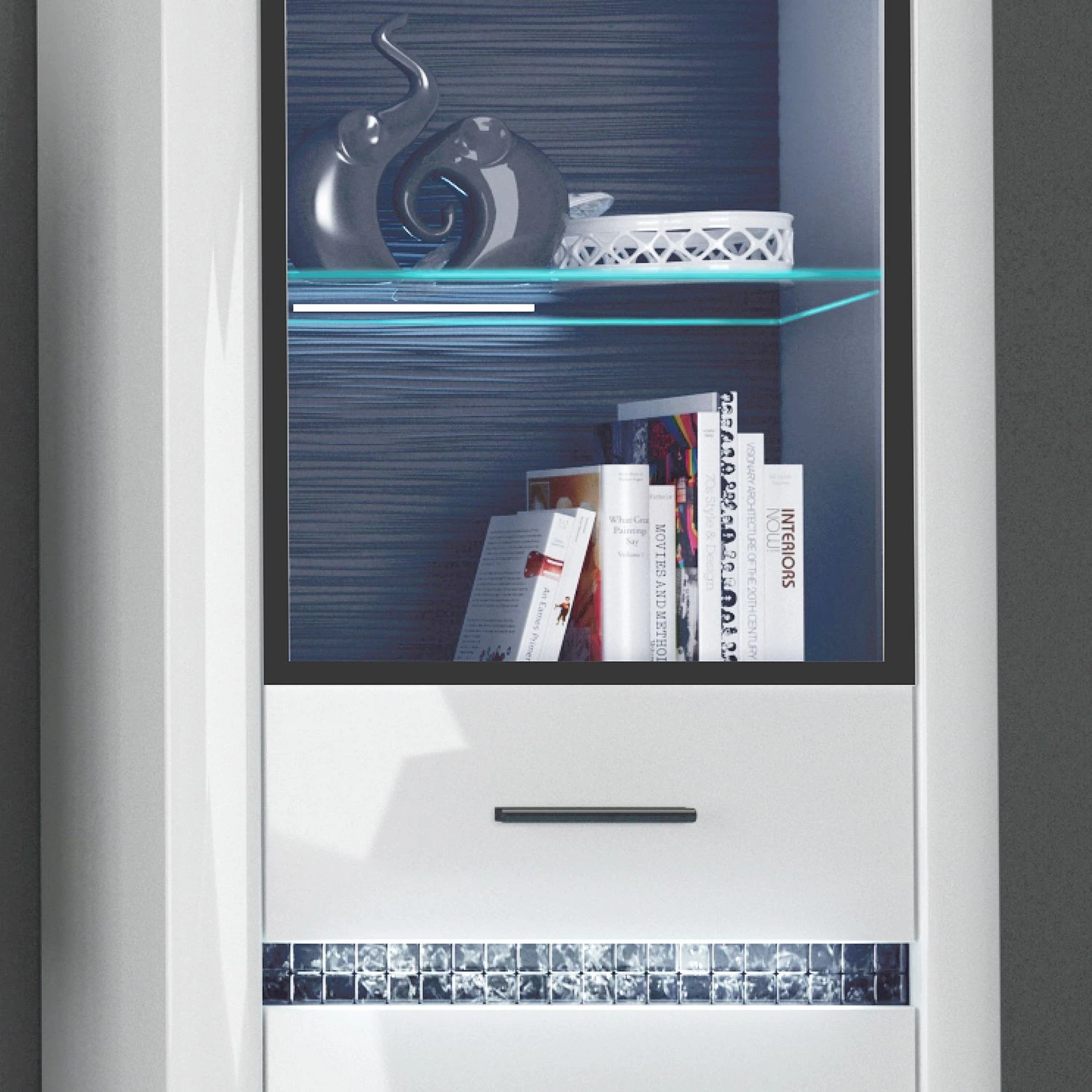 Loftscape Standvitrine Charnocks I - Hochglanz Weiß / Schwarz 3 Loftscape Standvitrine Charnocks I - Hochglanz Weiß / Schwarz – Bild 3