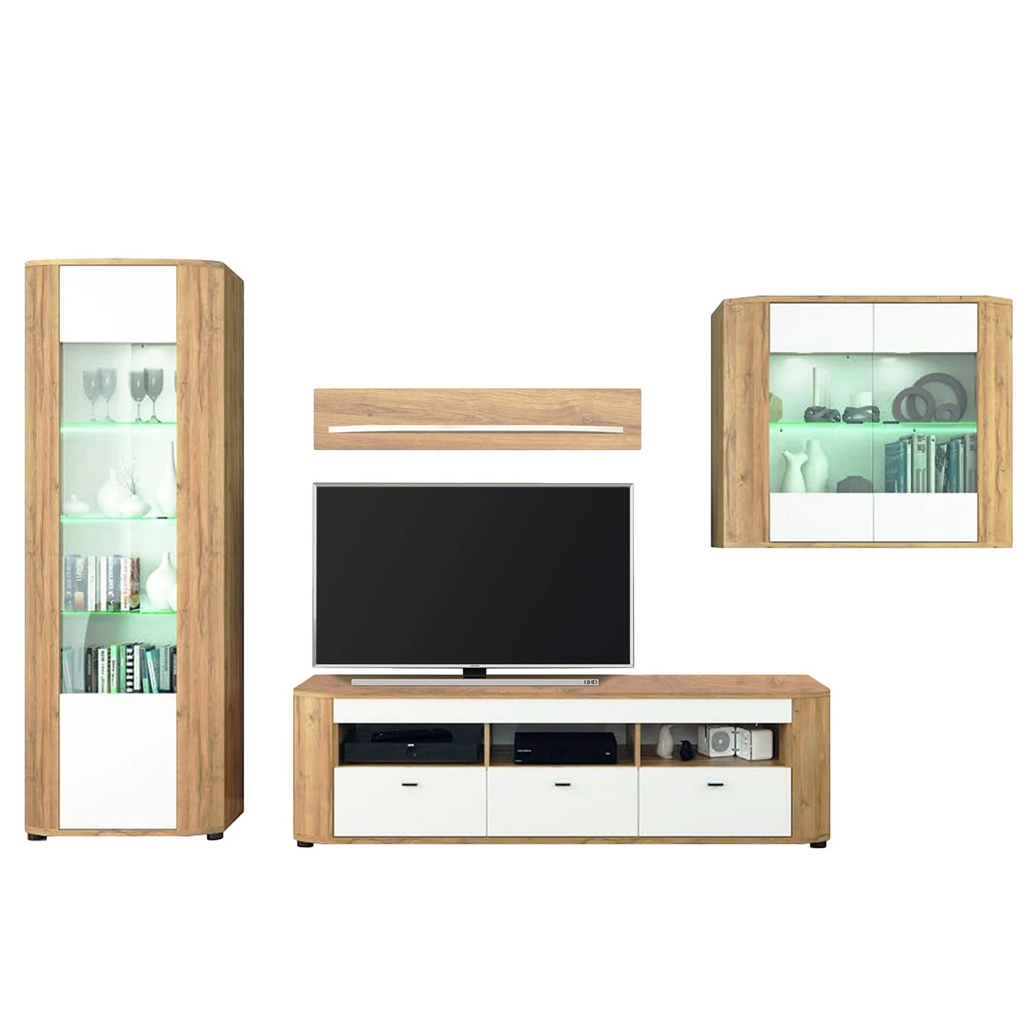 Loftscape Wohnwand Machado (4-teilig) - Hochglanz Weiß / Eiche Grandson Dekor 10 Loftscape Wohnwand Machado (4-teilig) - Hochglanz Weiß / Eiche Grandson Dekor – Bild 10