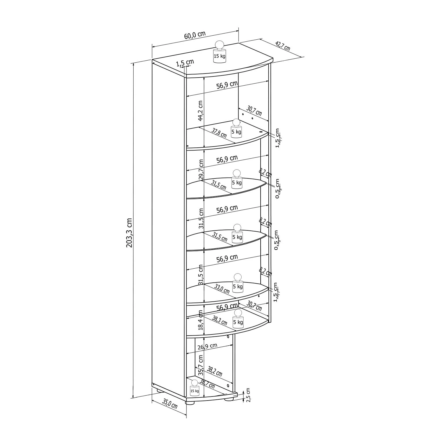 Loftscape Wohnwand Mury (4-teilig) - Hochglanz Weiß / Anthrazit 9 Loftscape Wohnwand Mury (4-teilig) - Hochglanz Weiß / Anthrazit – Bild 9