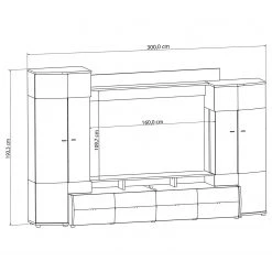 Loftscape Wohnwand Intento (4-teilig) - Hochglanz Weiß / Anthrazit -Wohnzimmermöbel boutique en ligne 1000171358 220304 500 SKETCH DETAILS P000000001000171358 sketch