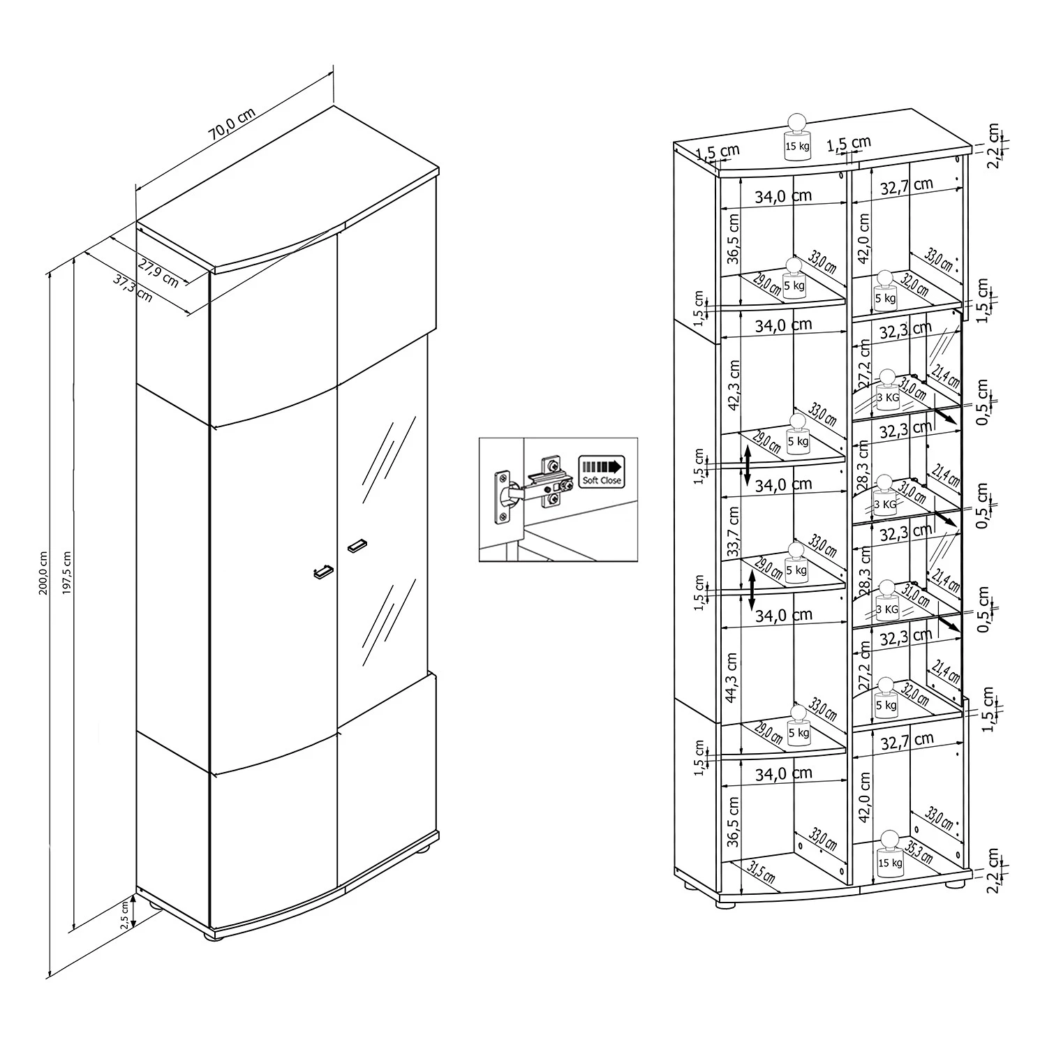 Loftscape Wohnkombination Jaguare (4-teilig) - Hochglanz Weiß / Eiche Ribbeck Dekor 15 Loftscape Wohnkombination Jaguare (4-teilig) - Hochglanz Weiß / Eiche Ribbeck Dekor – Bild 15