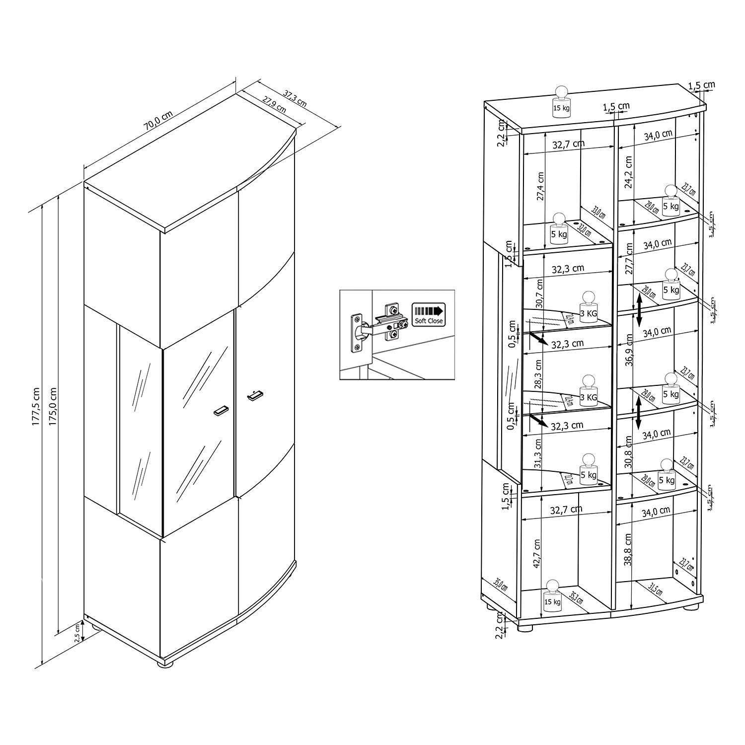 Loftscape Wohnkombination Jaguare (4-teilig) - Hochglanz Weiß / Eiche Ribbeck Dekor 16 Loftscape Wohnkombination Jaguare (4-teilig) - Hochglanz Weiß / Eiche Ribbeck Dekor – Bild 16
