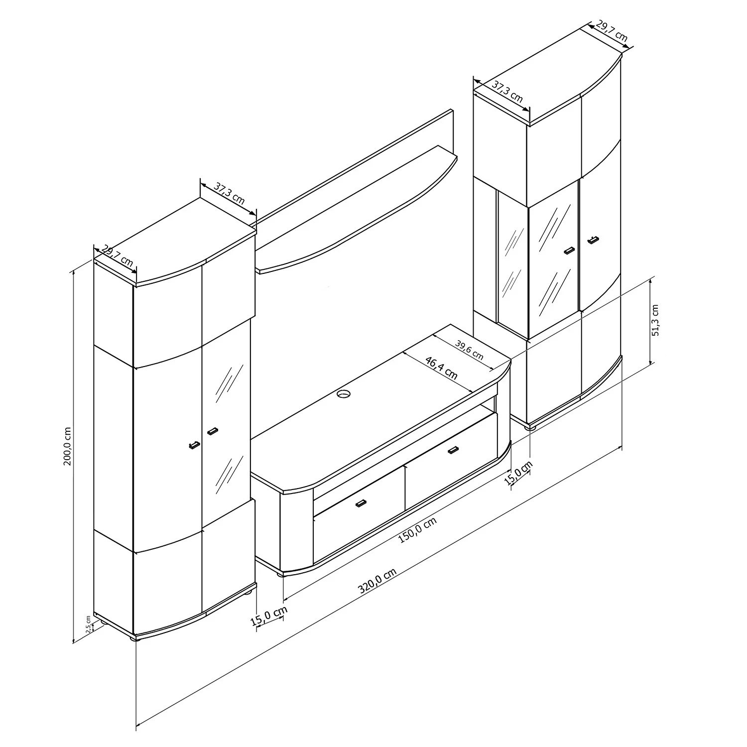 Loftscape Wohnkombination Jaguare (4-teilig) - Hochglanz Weiß / Eiche Ribbeck Dekor 18 Loftscape Wohnkombination Jaguare (4-teilig) - Hochglanz Weiß / Eiche Ribbeck Dekor – Bild 18