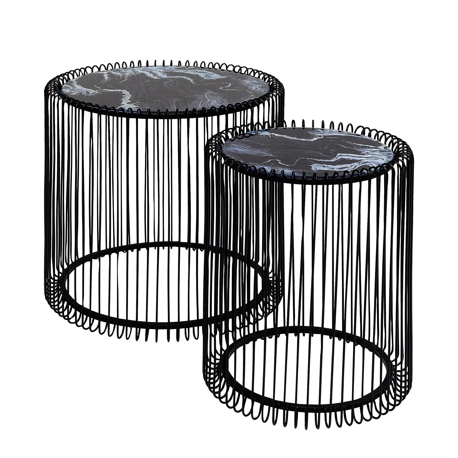 Kare Design Beistelltisch Wire (2-teilig) - Glas / Stahl - Schwarz 1 Kare Design Beistelltisch Wire (2-teilig) - Glas / Stahl - Schwarz