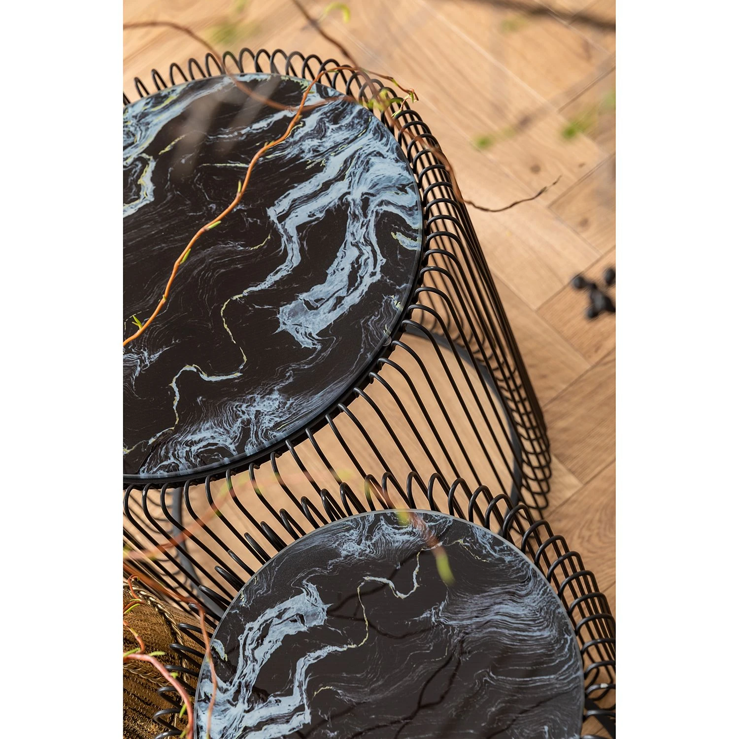 Kare Design Beistelltisch Wire (2-teilig) - Glas / Stahl - Schwarz 5 Kare Design Beistelltisch Wire (2-teilig) - Glas / Stahl - Schwarz – Bild 5