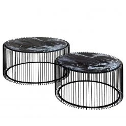 Kare Design Couchtisch Wire I (2er-Set) - Glas / Stahl - Schwarz