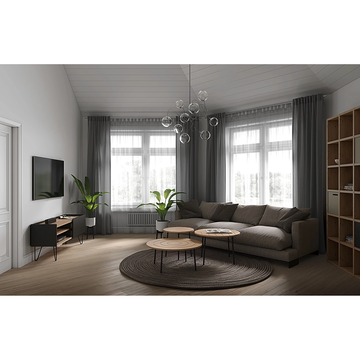 Temahome TV-Lowboard Nina - Eiche / Schwarz 3 Temahome TV-Lowboard Nina - Eiche / Schwarz – Bild 3