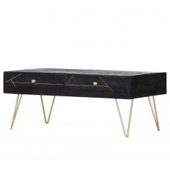 Jack & Alice Couchtisch Towa - Akazie massiv / Metall - Schwarz / Gold