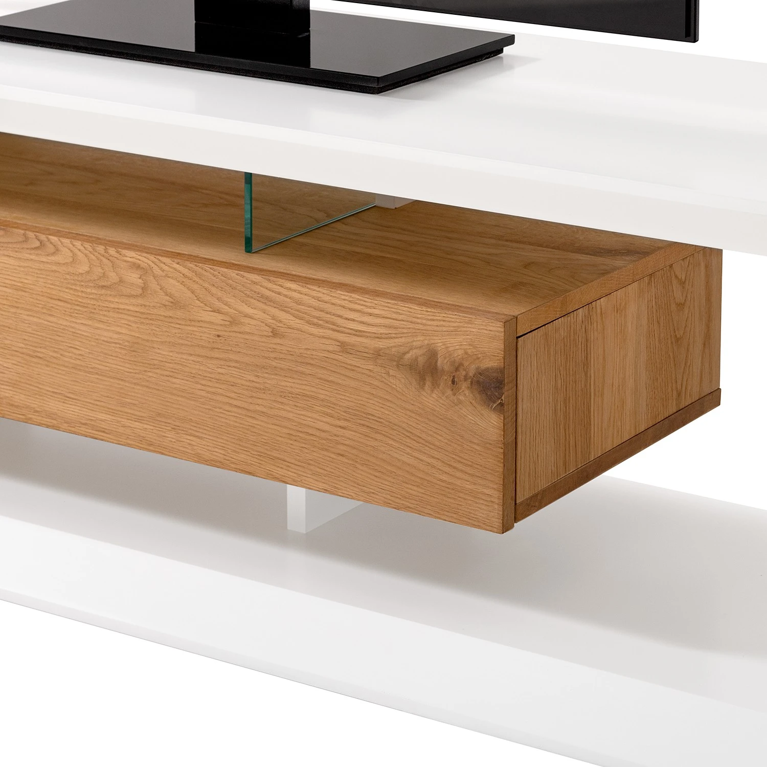 Fredriks TV-Lowboard Hensies - Matt Weiß / Asteiche 13 Fredriks TV-Lowboard Hensies - Matt Weiß / Asteiche – Bild 13