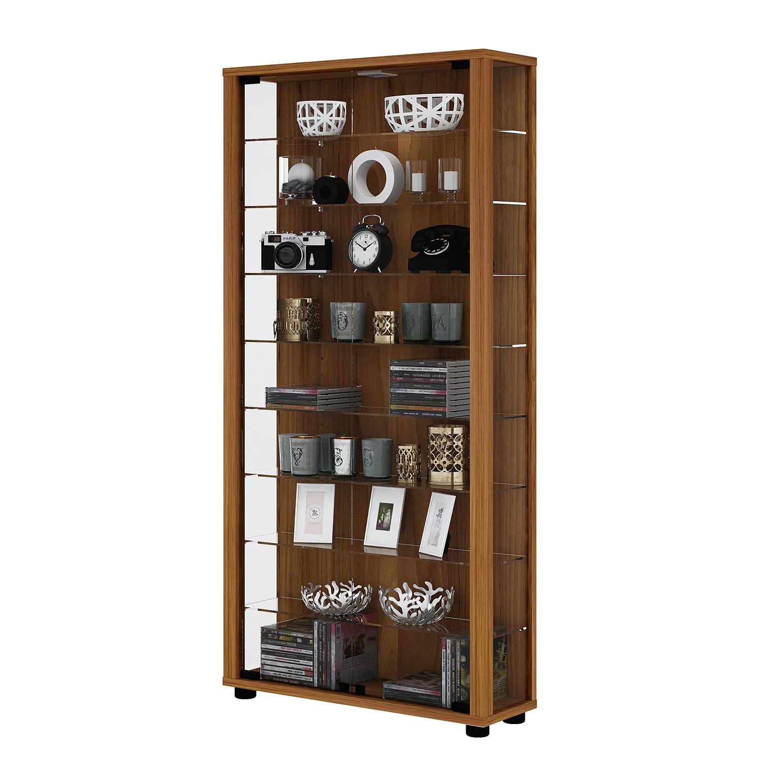 VCM Vitrinenschrank Verona II - Nussbaum Dekor 1 VCM Vitrinenschrank Verona II - Nussbaum Dekor