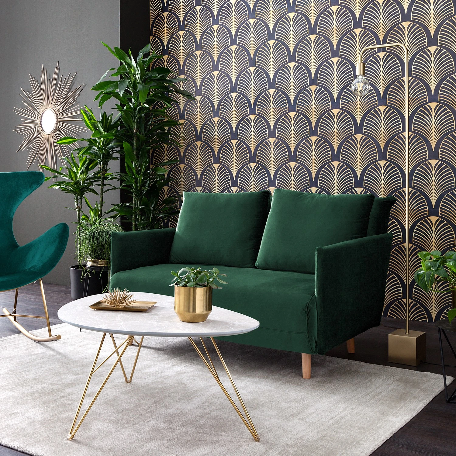 Jack & Alice Schlafsofa Lobau II - Samt - Dunkelgrün 3 Jack & Alice Schlafsofa Lobau II - Samt - Dunkelgrün – Bild 3