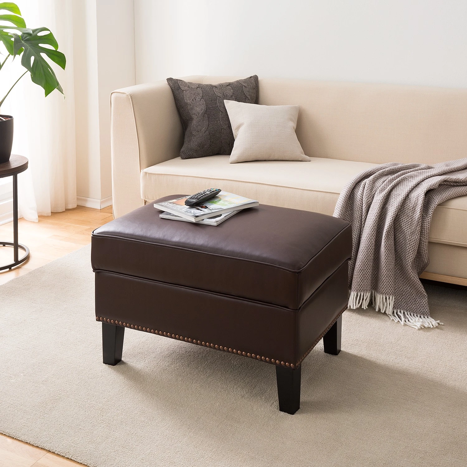 Maison Belfort Polsterhocker Migron - Kunstleder - Braun 2 Maison Belfort Polsterhocker Migron - Kunstleder - Braun – Bild 2