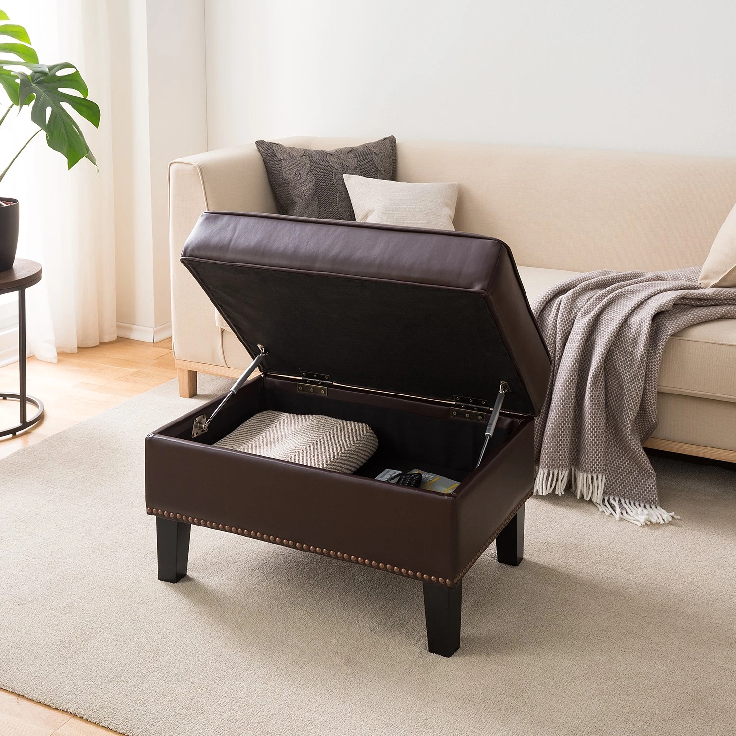 Maison Belfort Polsterhocker Migron - Kunstleder - Braun 3 Maison Belfort Polsterhocker Migron - Kunstleder - Braun – Bild 3