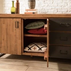 Ars manufacti Sideboard Manchester IV - Akazie massiv / Metall - Akazie / Anthrazit -Wohnzimmermöbel boutique en ligne 1000176686 200320 14040200009 DETAILS P000000001000176686