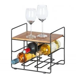 WENKO Weinregal Loft I - Bambus massiv / Edelstahl - Bambus / Schwarz -Wohnzimmermöbel boutique en ligne 1000176884 190627 16584000062 GALLERYIMAGES P000000001000176884