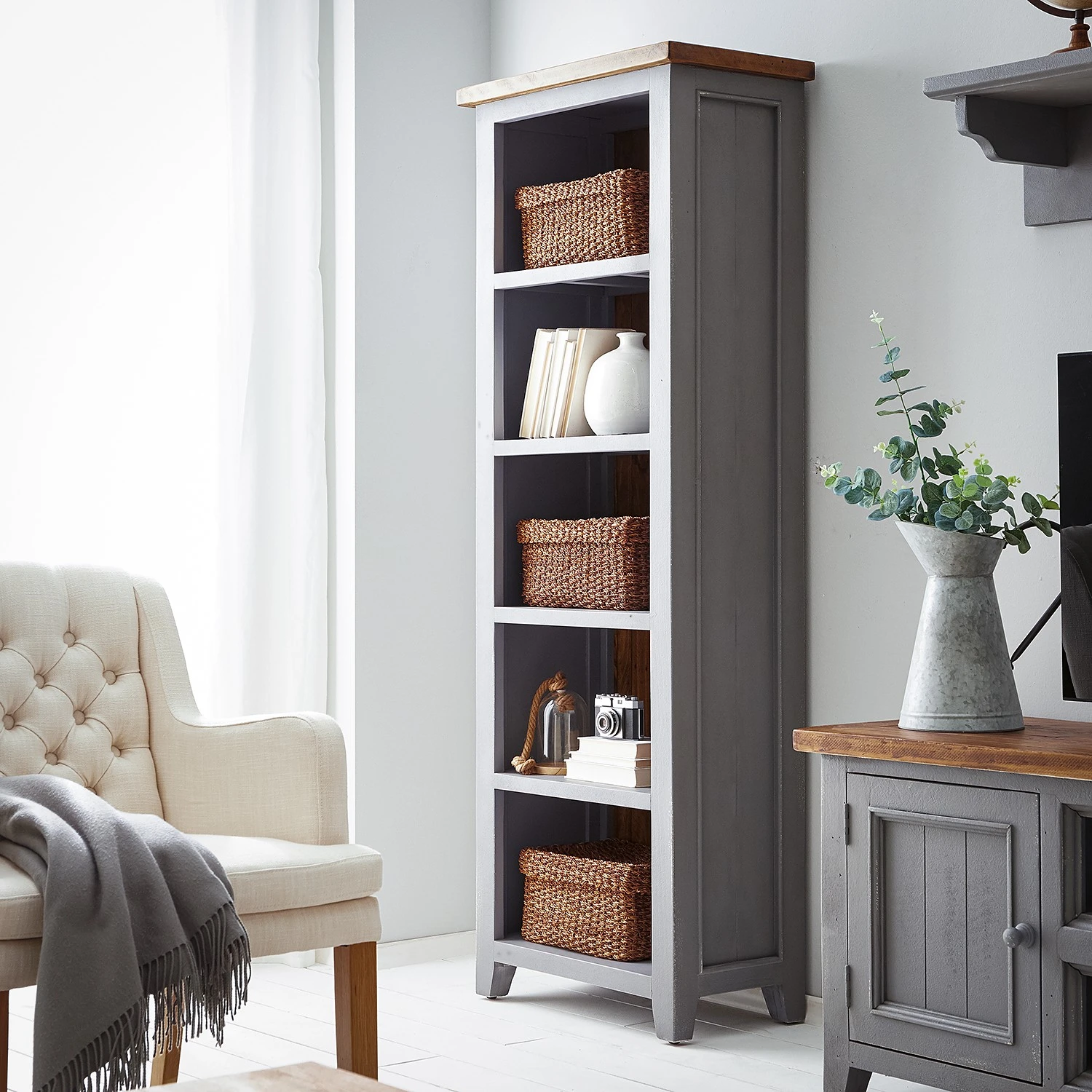 Maison Belfort Bücherregal Balignton II - Kiefer massiv - Grau / Kiefer 2 Maison Belfort Bücherregal Balignton II - Kiefer massiv - Grau / Kiefer – Bild 2