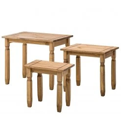 Maison Belfort Beistelltisch Finca Rustica (3er-Set) - Kiefer massiv - Kiefer Natur