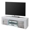 LC Spa TV-Lowboard Easy - Hochglanz Weiß / Beton Dekor - Breite: 138 cm
