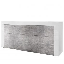 LC Spa Sideboard Easy III - Hochglanz Weiß / Beton Dekor