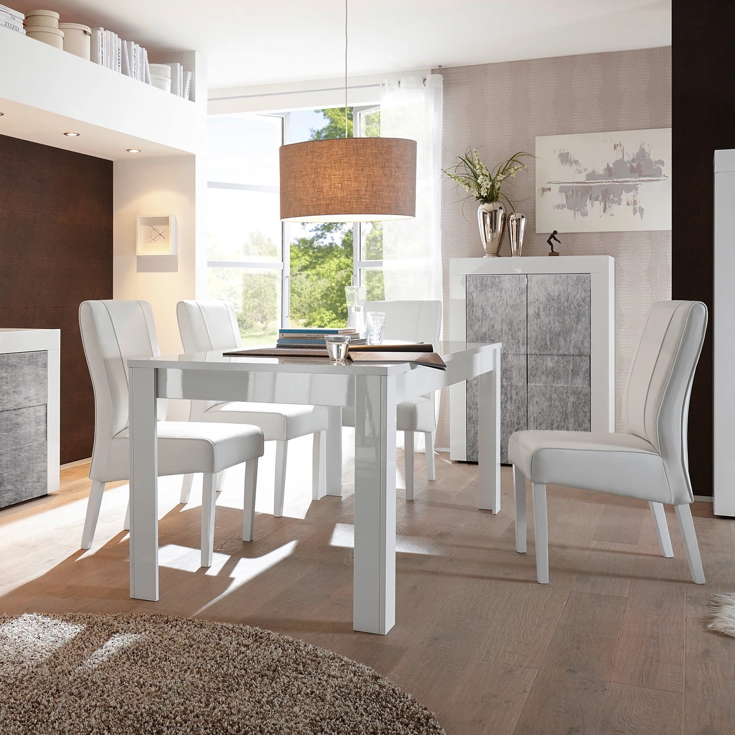 LC Spa Highboard Easy - Hochglanz Weiß / Beton Dekor 3 LC Spa Highboard Easy - Hochglanz Weiß / Beton Dekor – Bild 3