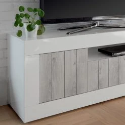 LC Spa TV-Lowboard Urbino - Hochglanz Weiß - Hellgrau / Weiß -Wohnzimmermöbel boutique en ligne 1000178444 201029 08593700655 DETAILS P000000001000178444