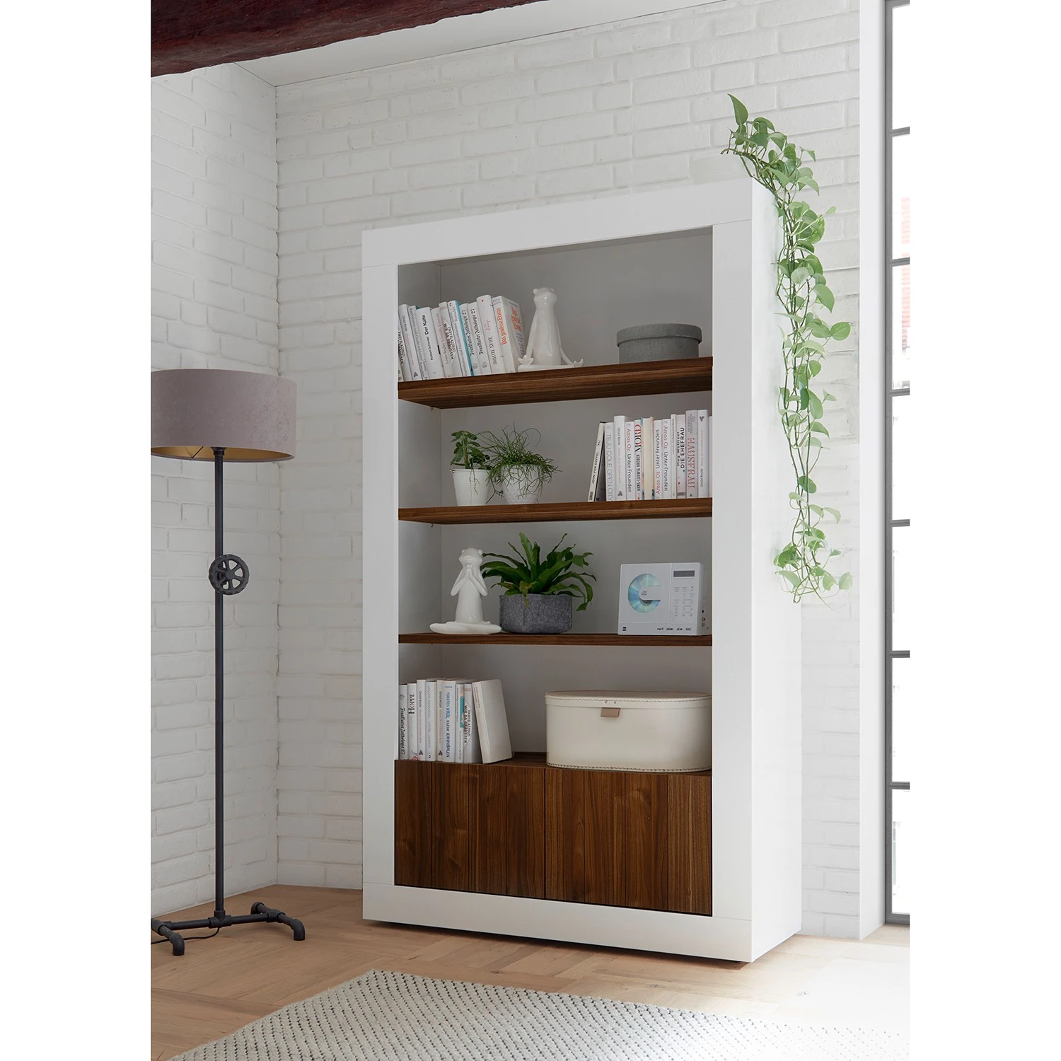 LC Spa Regal Urbino - Nussbaum Dekor / Weiß 2 LC Spa Regal Urbino - Nussbaum Dekor / Weiß – Bild 2