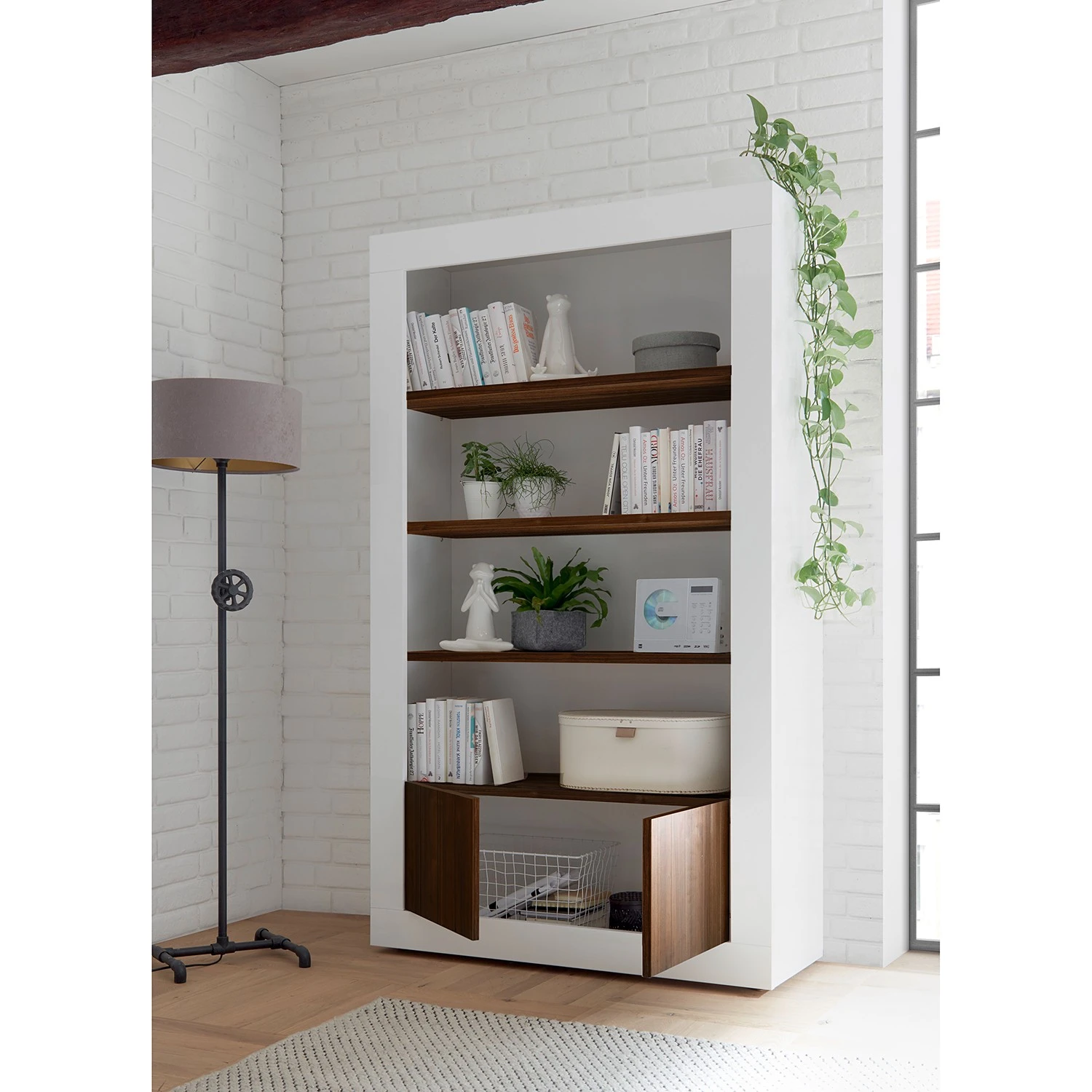 LC Spa Regal Urbino - Nussbaum Dekor / Weiß 3 LC Spa Regal Urbino - Nussbaum Dekor / Weiß – Bild 3