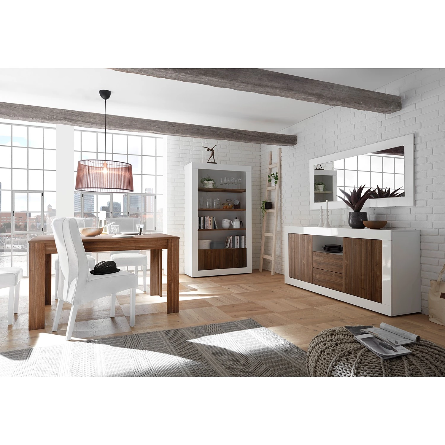 LC Spa Regal Urbino - Nussbaum Dekor / Weiß 4 LC Spa Regal Urbino - Nussbaum Dekor / Weiß – Bild 4