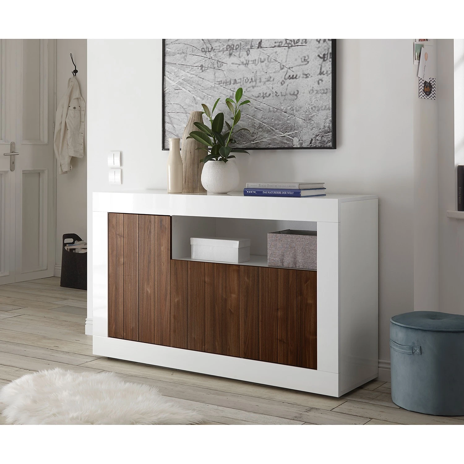LC Spa Sideboard Urbino II - Nussbaum Dekor / Weiß 2 LC Spa Sideboard Urbino II - Nussbaum Dekor / Weiß – Bild 2