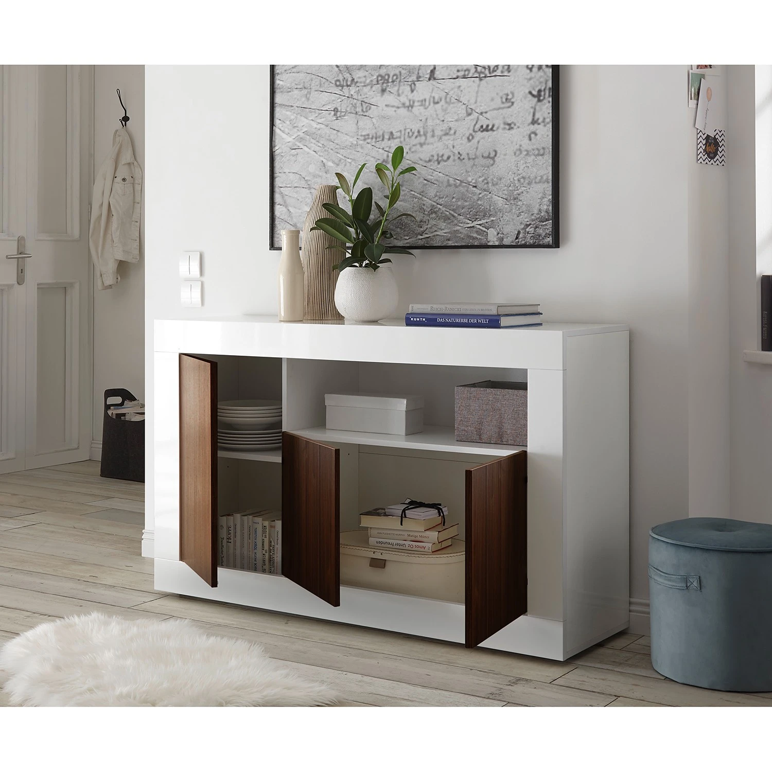 LC Spa Sideboard Urbino II - Nussbaum Dekor / Weiß 3 LC Spa Sideboard Urbino II - Nussbaum Dekor / Weiß – Bild 3