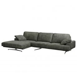 Ars manufacti Ecksofa Hendra I - Echtleder - Anthrazit - Longchair davorstehend links