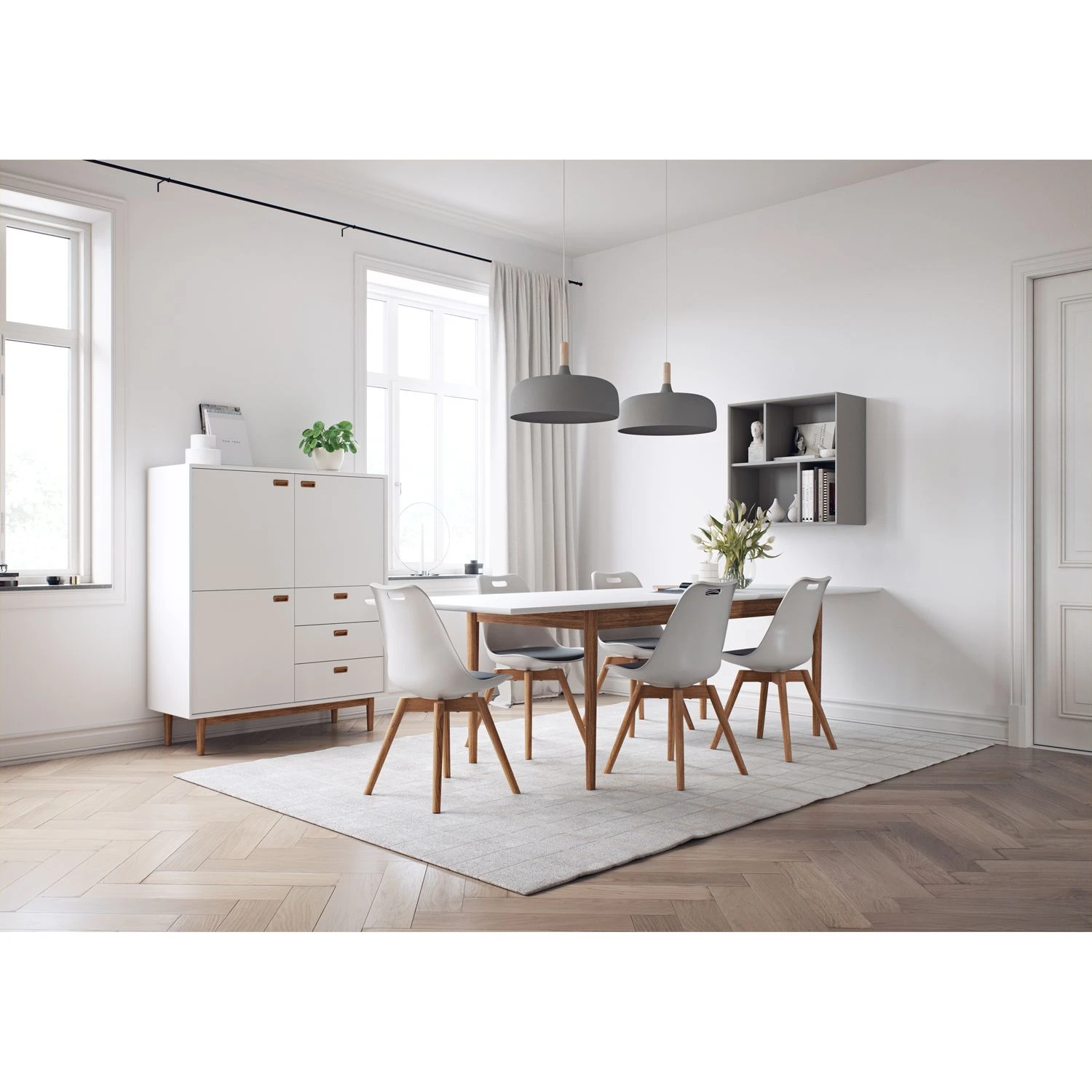 Tenzo Highboard Svea - Weiß / Eiche Dekor 2 Tenzo Highboard Svea - Weiß / Eiche Dekor – Bild 2