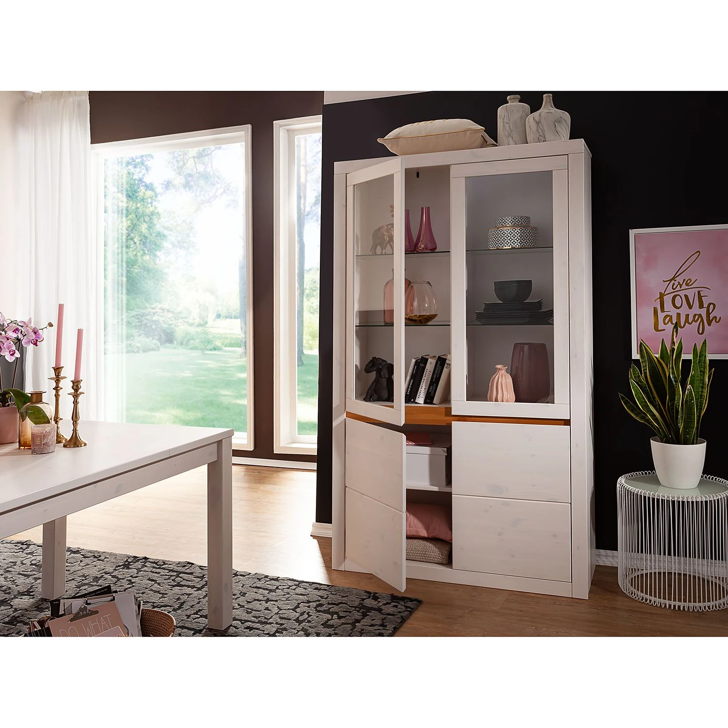 Naturoo Vitrinenschrank Maceio II - Kiefer Massiv - Kiefer Weiß 3 Naturoo Vitrinenschrank Maceio II - Kiefer Massiv - Kiefer Weiß – Bild 3