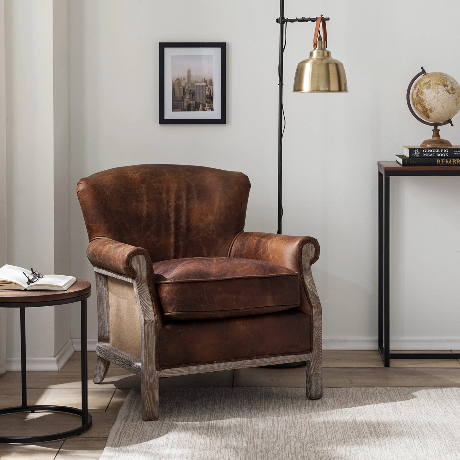 Maison Belfort Sessel Aleixo - Echtleder - Braun 2 Maison Belfort Sessel Aleixo - Echtleder - Braun – Bild 2