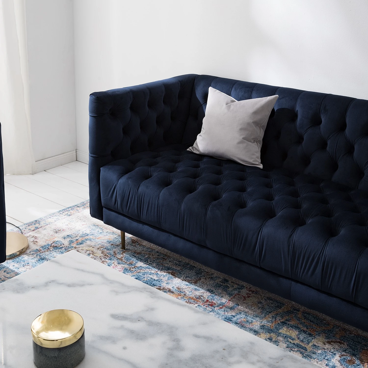 Jack & Alice Sofa Reynella II (3-sitzer) - Samt - Marineblau 12 Jack & Alice Sofa Reynella II (3-sitzer) - Samt - Marineblau – Bild 12