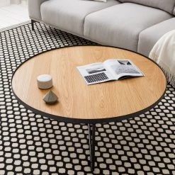 Fredriks Couchtisch Permet - Echtholzfurnier - Eiche / Schwarz - Durchmesser: 100 cm -Wohnzimmermöbel boutique en ligne 1000182058 210323 15234801718 MOOD DETAILS P000000001000182058 mood