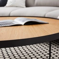 Fredriks Couchtisch Permet - Echtholzfurnier - Eiche / Schwarz - Durchmesser: 100 cm -Wohnzimmermöbel boutique en ligne 1000182058 210323 15234901719 DETAILS P000000001000182058