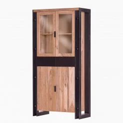 Red Living Vitrine Galvan - Akazie massiv - Akazie / Schwarz