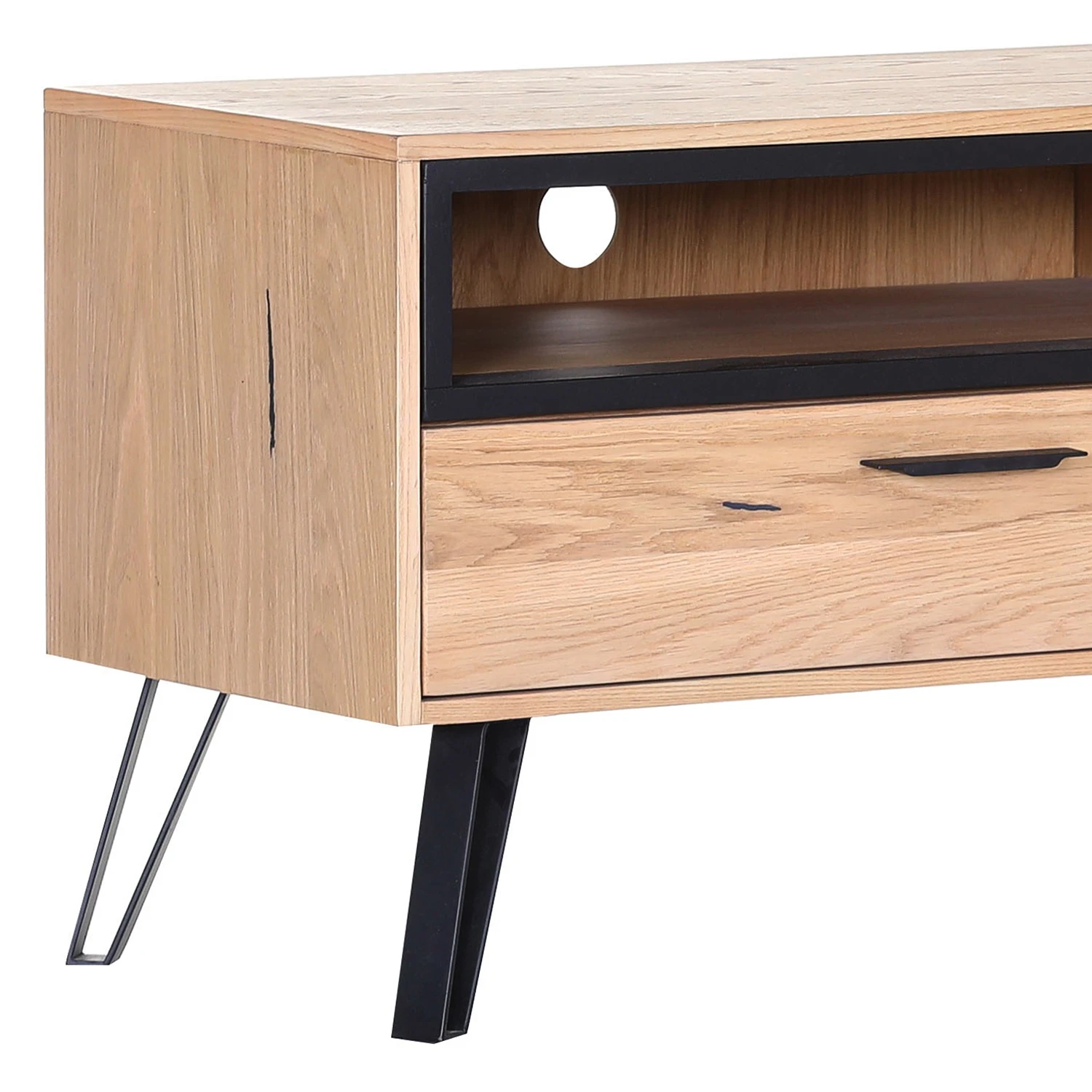 Red Living TV-Lowboard Relva - Eiche teilmassiv / Metall - Eiche / Schwarz 2 Red Living TV-Lowboard Relva - Eiche teilmassiv / Metall - Eiche / Schwarz – Bild 2