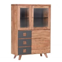 Red Living Highboard Dekla II - Akazie massiv - Akazie / Anthrazit
