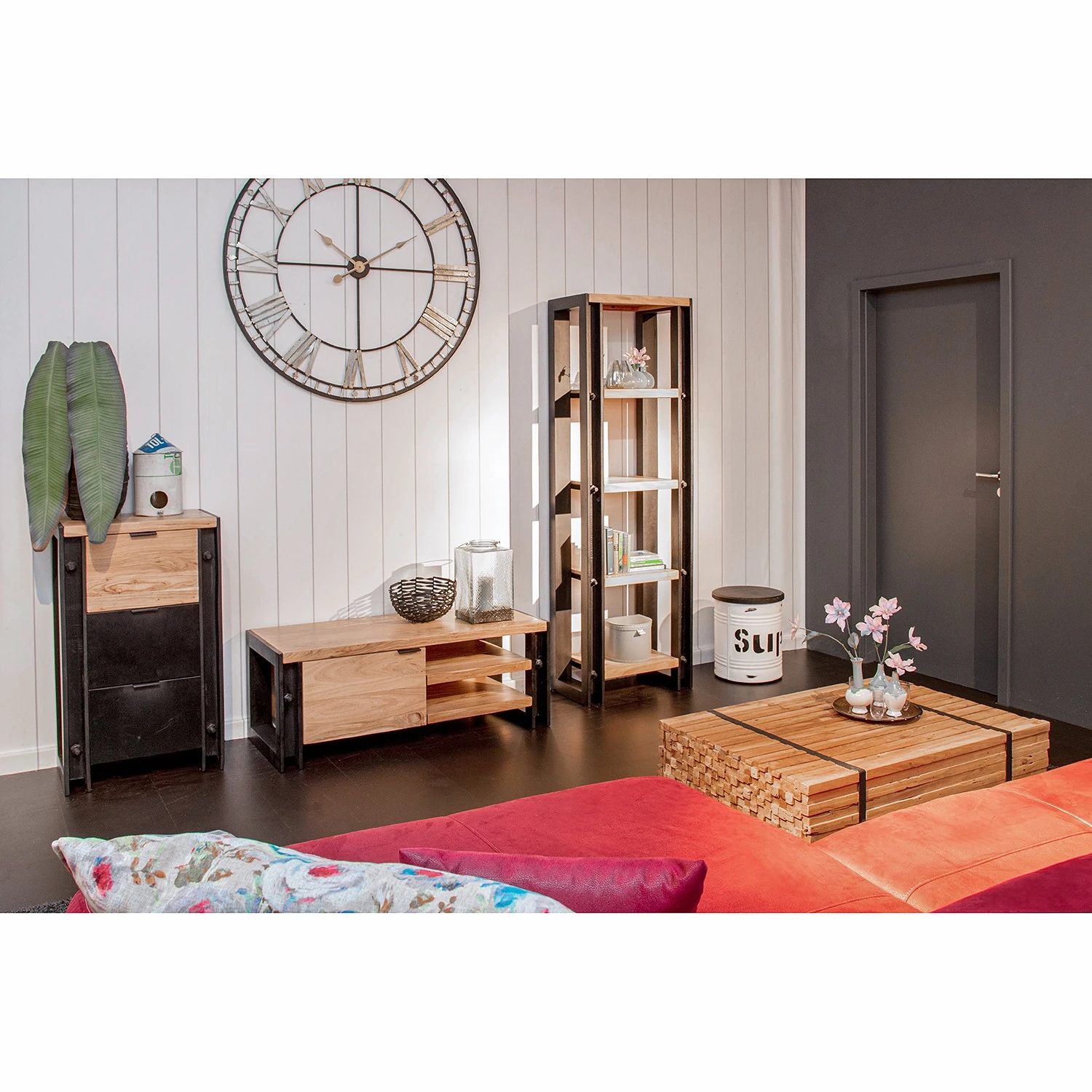 Red Living Kommode Galvan - Akazie massiv - Akazie / Schwarz 2 Red Living Kommode Galvan - Akazie massiv - Akazie / Schwarz – Bild 2