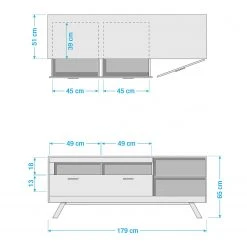 Naturoo TV-Lowboard Coulogne II - Balkeneiche Dekor / Anthrazit - Breite: 179 cm -Wohnzimmermöbel boutique en ligne 1000182658 190725 11581100116 SKETCH DETAILS P000000001000182658 sketch