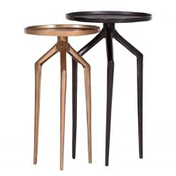 Ars manufacti Beistelltisch Nikko I (2-teilig) - Aluminium - Messing / Schwarz