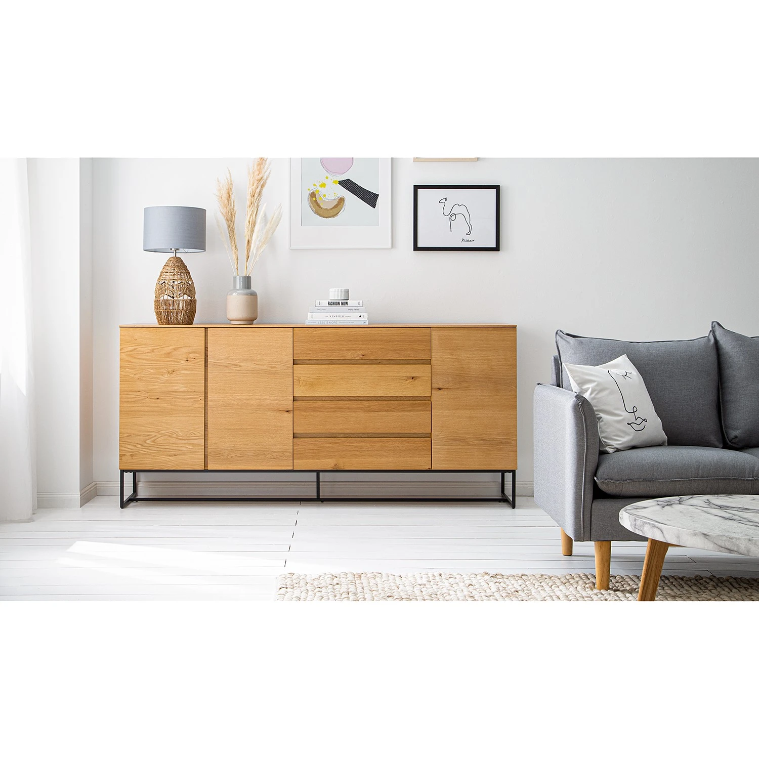 Ars Natura Sideboard Nozza I - Echtholzfurnier - Eiche / Schwarz 2 Ars Natura Sideboard Nozza I - Echtholzfurnier - Eiche / Schwarz – Bild 2