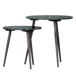 Jack & Alice Beistelltisch Marbollo III (2-teilig) - Marmor / Metall - Grün / Gold