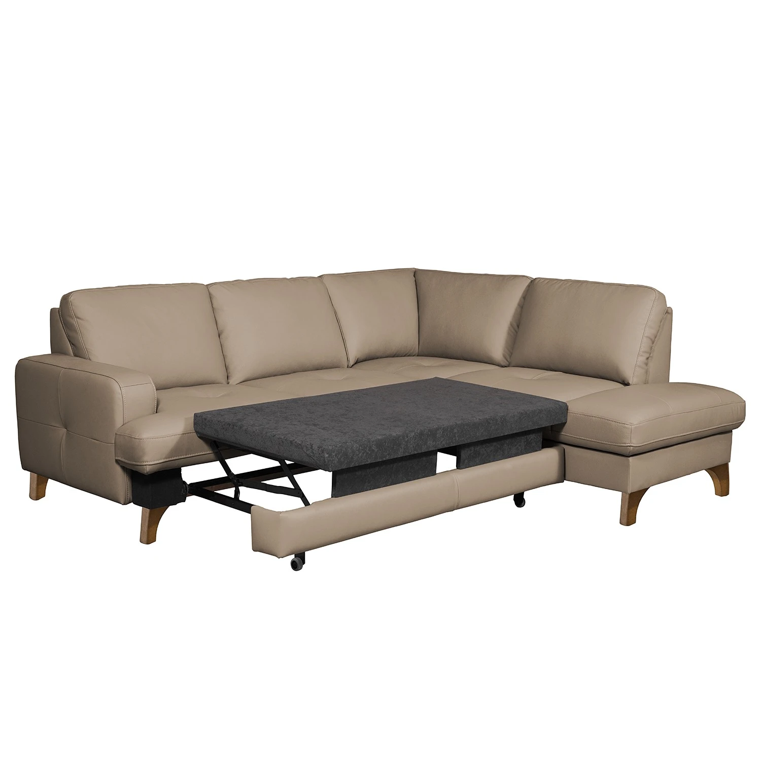 Naturoo Ecksofa London - Echtleder / Kunstleder - Taupe - Ottomane davorstehend rechts - Schlaffunktion - Bettkasten 4 Naturoo Ecksofa London - Echtleder / Kunstleder - Taupe - Ottomane davorstehend rechts - Schlaffunktion - Bettkasten – Bild 4