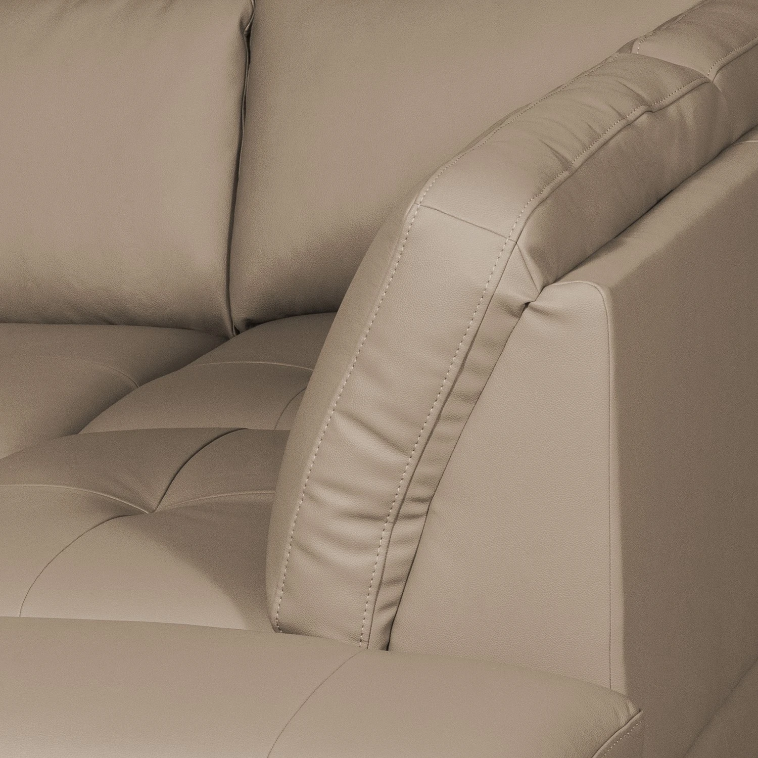 Naturoo Ecksofa London - Echtleder / Kunstleder - Taupe - Ottomane davorstehend rechts - Schlaffunktion - Bettkasten 8 Naturoo Ecksofa London - Echtleder / Kunstleder - Taupe - Ottomane davorstehend rechts - Schlaffunktion - Bettkasten – Bild 8