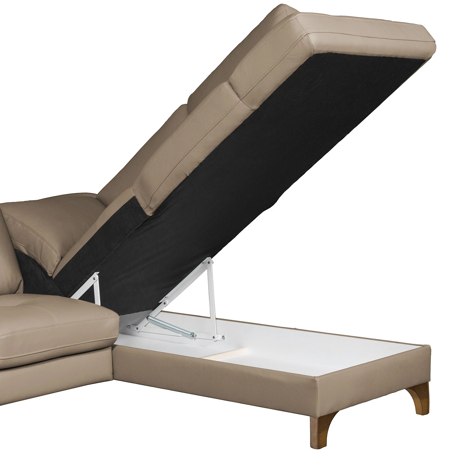 Naturoo Ecksofa London - Echtleder / Kunstleder - Taupe - Ottomane davorstehend rechts - Schlaffunktion - Bettkasten 10 Naturoo Ecksofa London - Echtleder / Kunstleder - Taupe - Ottomane davorstehend rechts - Schlaffunktion - Bettkasten – Bild 10