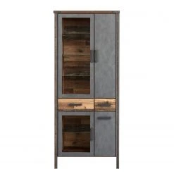 Trendteam Vitrinenschrank Prime - Altholz Pinie Dekor / Anthrazit