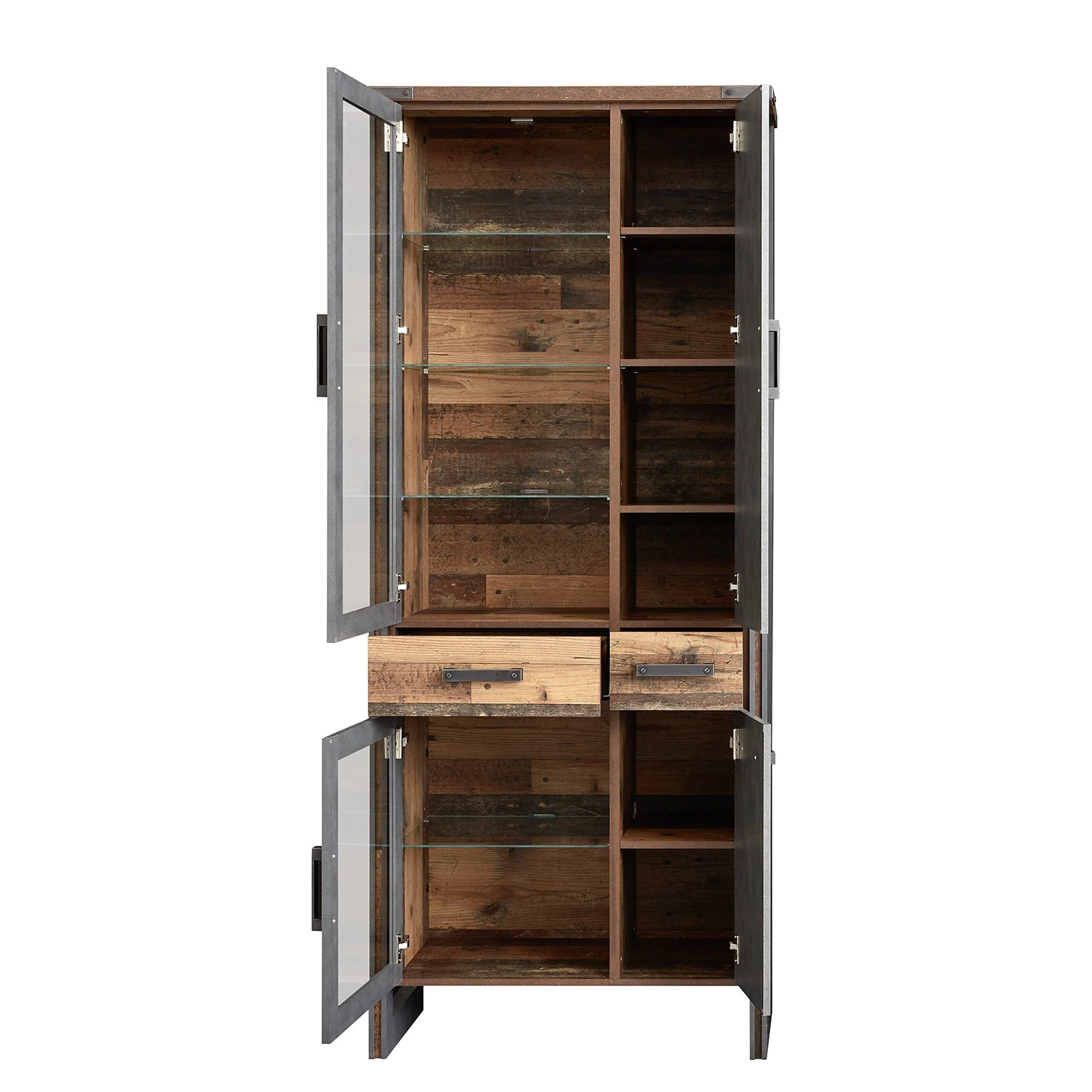 Trendteam Vitrinenschrank Prime - Altholz Pinie Dekor / Anthrazit 4 Trendteam Vitrinenschrank Prime - Altholz Pinie Dekor / Anthrazit – Bild 4